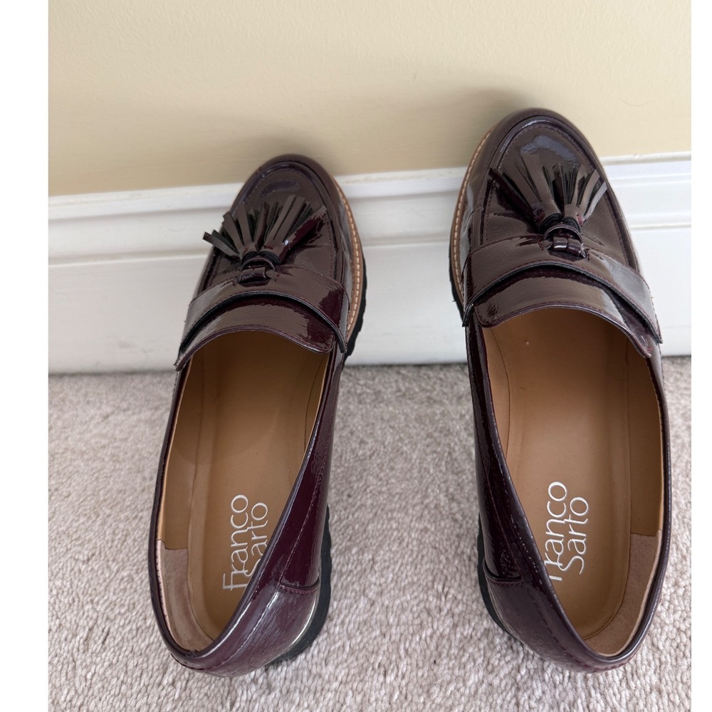 Women's Carolynn Franco Sarto Burgundy‎  Lug Sole Tassel Loafers size 8 - Picture 13 of 13